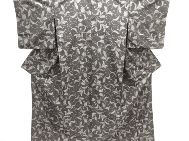 JAPANESE KIMONO / DORO OSHIMA TSUMUGI (7 maruki) / WOVEN ARABESQUE PATTERN 